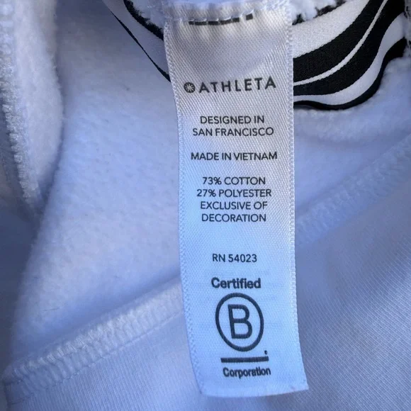 Athleta White Stripe Sleeve Pullover Sweatshirt Women’s Size M - Picture 4 of 5